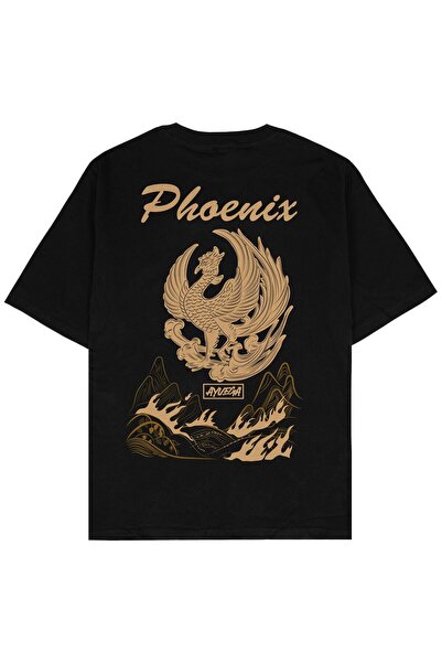 Adrift Феникс Черно Оверсайз Унисекс Тениска