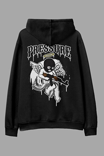 Adrift Μαύρο Φούτερ με Κουκούλα σε Μεγάλο Μέγεθος