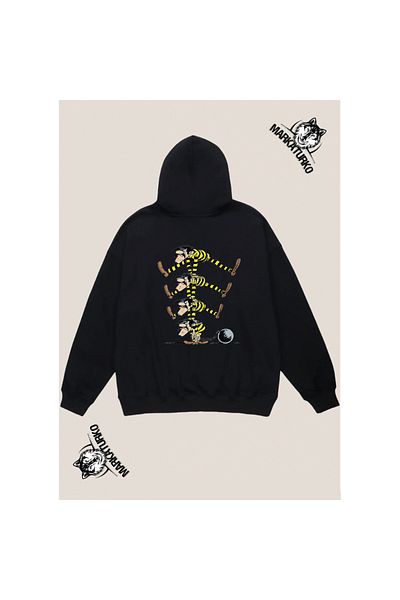 MarkaTurko DALTON custom design back printed Black Hooded unisex Sweatshirt 1604-1