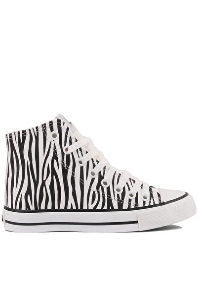 Benetton - Siyah, Beyaz Renk Zebra Desenli Kadın Günlük Sneaker 30736 - 6985