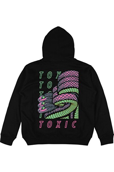 Adrift Τοξικό Μαύρο Υπερμεγέθες Unisex Φούτερ με Κουκούλα