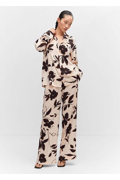 MANGO Woman Patterned satin shirt