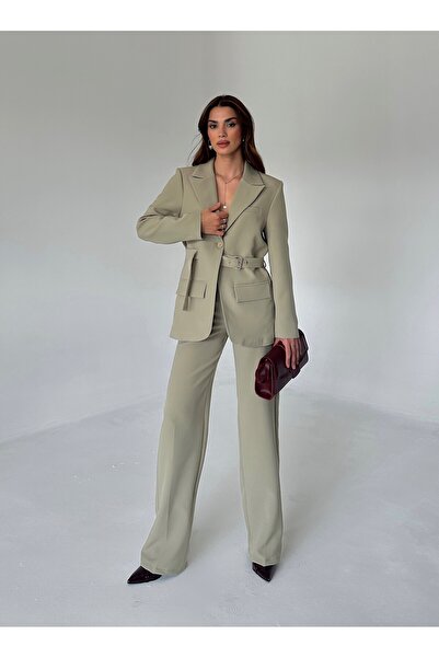 Laluvia Világos khaki öves kabát nadrág szett