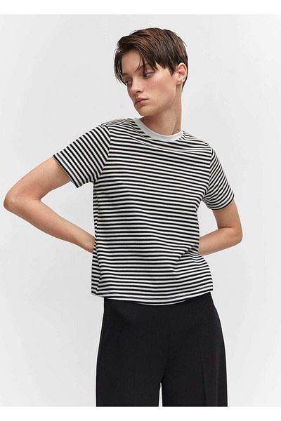 MANGO Woman Bawełniana koszulka w paski