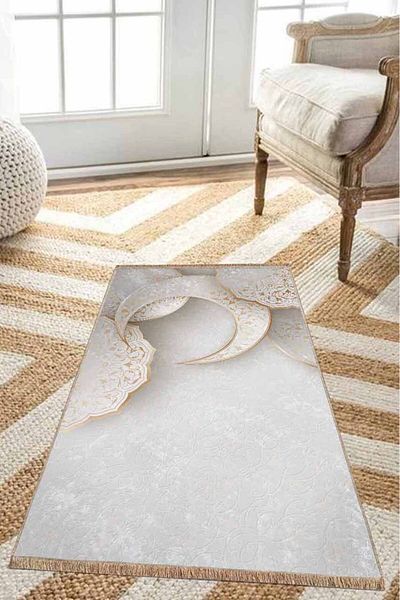 Pilloveland سجادة صلاة بقاعدة من جلد الغزال مقاس 70 × 120 سم - لؤلؤة