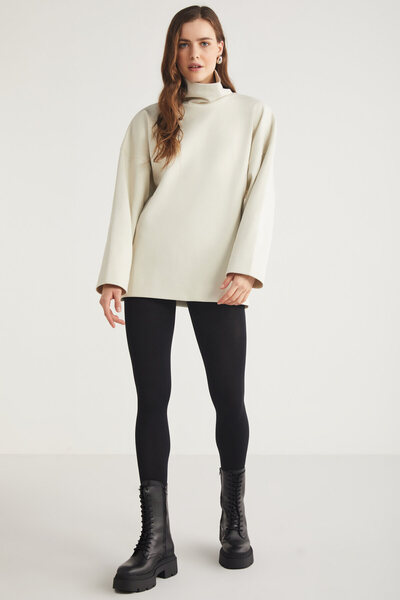 ETHIQUET Γυναικεία φούτερ Hermıone από 100% οργανικό βαμβάκι με λαιμόκοψη ανοιχτό μπεζ