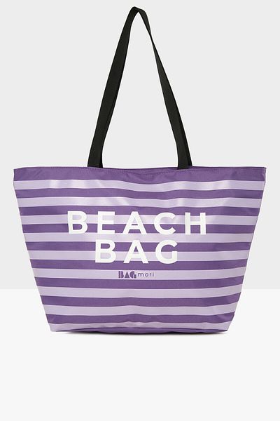 Bagmori Lilac Women's Striped Beach Bag Printed Beach Bag M000008438