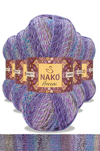 NAKO 5 Adet Hercai Ebruli Hırka Kazak Atkı Bere El Örgü İpi Yünü 28181