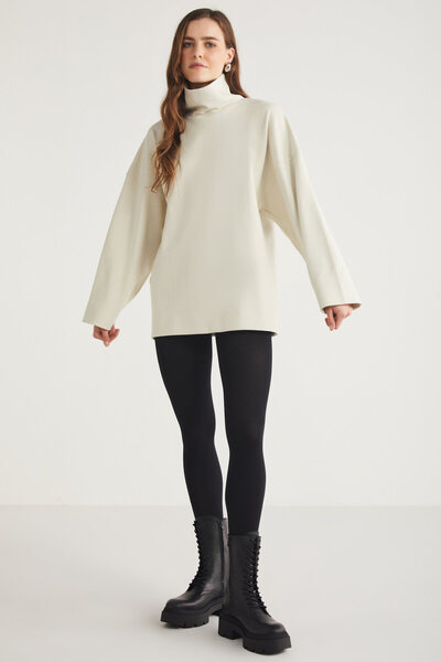 ETHIQUET Γυναικεία φούτερ Hermıone από 100% οργανικό βαμβάκι με λαιμόκοψη ανοιχτό μπεζ