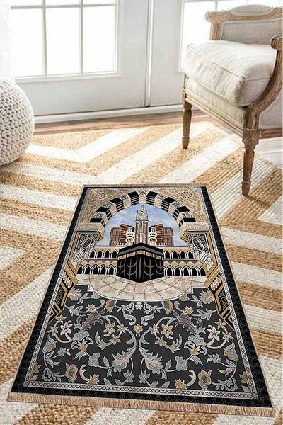 Pilloveland 70 x 120 cm Suede Base Prayer Rug - Kaaba