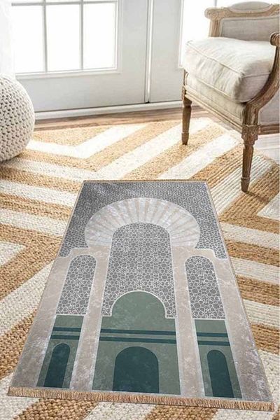 Pilloveland سجادة صلاة من جلد الغزال مقاس 70 × 120 سم - نعناعي