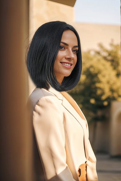KONAK PERUK Black Synthetic Fiber Wig - No Bangs, Short