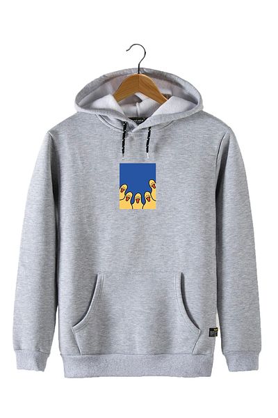 Modern Moda Unisex Hooded Front Duck Printed Slim Fit Kangaroo Pocket Sweatshirt