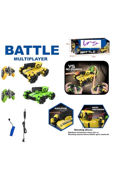 LRS STORE 2 Oyunculu Lazerli Tank Savaşı Uzaktan Kumandalı Şarjlı Paletli Teker 2 li Araba
