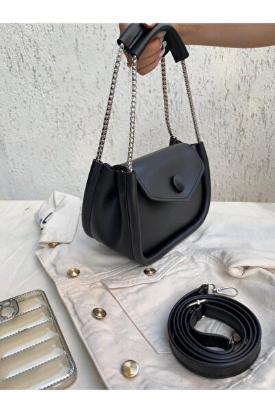 Katusa Black Chain Baguette Bag
