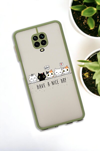 mooodcase Xiaomi Redmi Note 9 Pro Uyumlu Şirin Kedicikler Desenli Buzlu Şeffaf Lüx Telefon Kılıfı