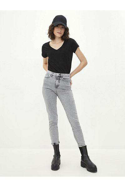 LC Waikiki Tricou din bumbac cu mânecă scurtă, cu decolteu în V LCW Vision, pentru femei
