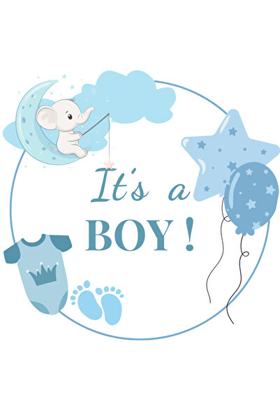 YAPIŞKAN STORE Baby Shower Yapışkanlı Etiket - It's A Girl - It's A Boy - Mat Beyaz Kağıt Üzerine 4x4 Cm - 24 Adet