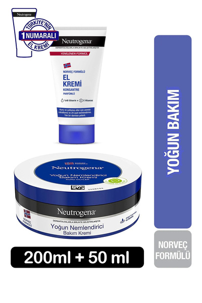 Neutrogena Norveç Formülü Yoğun Nemlendirici Bakım Kremi 200 ml + El Kremi 50 ml