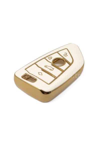bigkey Bmw Leather Appearance G Series Fem Type 4 Button with Keychain Black Auto Key Controller Container Case