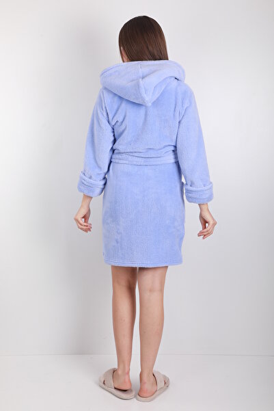 Wild Love Kadın Kapşonlu Nakışlı %100 Bambu Kısa Sabahlık