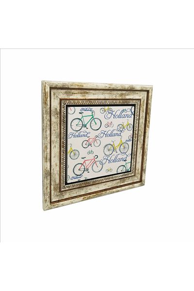 Sadrazam Natural Stone Painting with Dutch Bicycle Image Printed (25X25 Krg-32)