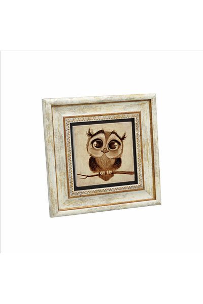 Sadrazam Pictură cu piatră naturală imprimată bufniță 20x20 Krg-163
