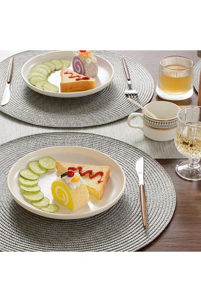 HOMENIVA 6-Piece Gray Lux American Service Plate Set