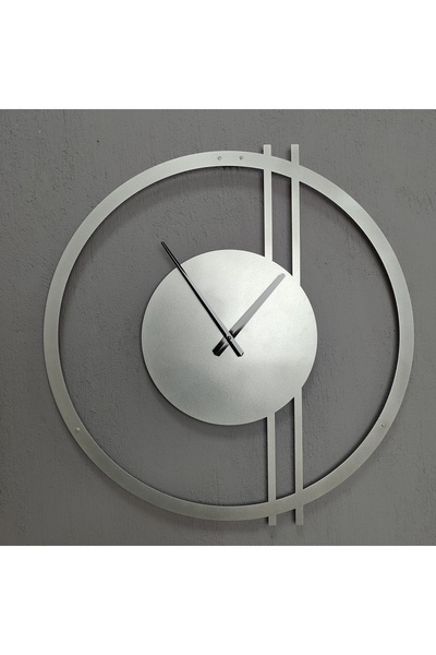 Gowpenart Double Line Metal Silver / Gümüş Duvar Saati - Ev / Ofis Saati - He...