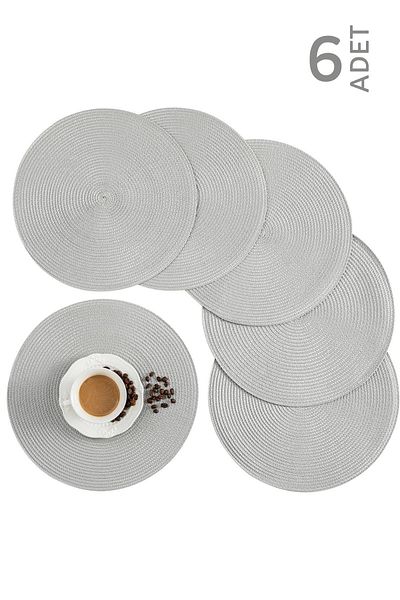 HOMENIVA 6-Piece Gray Lux American Service Plate Set