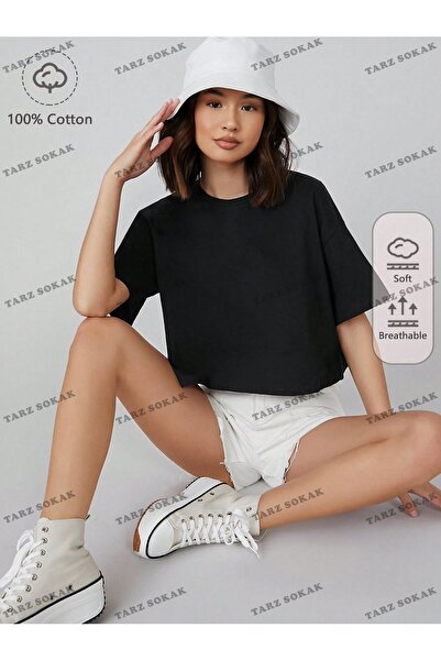 Tarzsokak Cultură COD- 232913   Bumbac Drop Umăr Solid Scurt