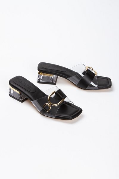 Lumis Shoes شبشب نسائي شفاف بكعب وإبزيم