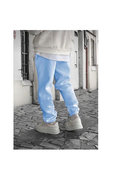 NO 601 Baby Blue ψηλόμεσο, χοντρό φλις εσωτερικά, λαστιχένιο παντελόνι 3 κλωστών