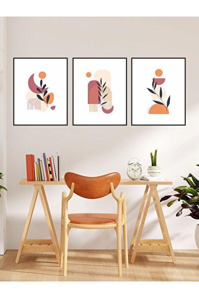 Mr Home Bohem Tarzda Dijital Baskı Duvar Dekorasyonu 3 lü Tablo Set