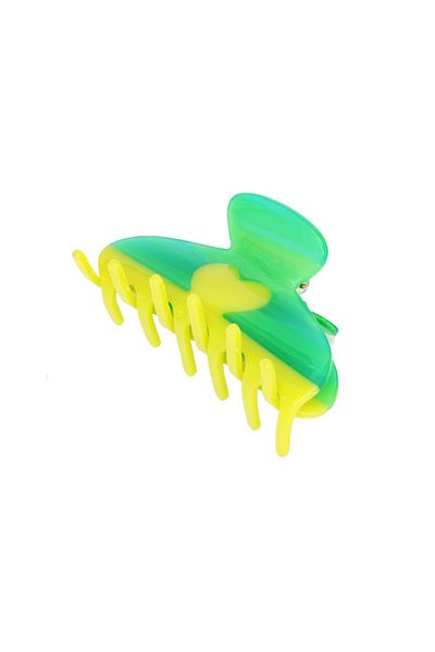 Roberta Lorenz Pearlescent Heart Green Yellow Latch Buckle 10 Cm| High Quality Acetate Material