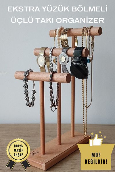 K&G foot rest Jewelry Organizer Wooden Jewelry Hanger Jewelry Stand Ring Necklace Hanger Jewelry