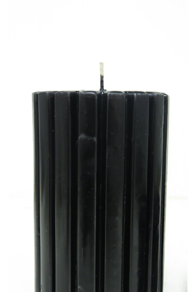 MUMEVİ 20 Cm Kalın Kanallı Siyah Blok Mum