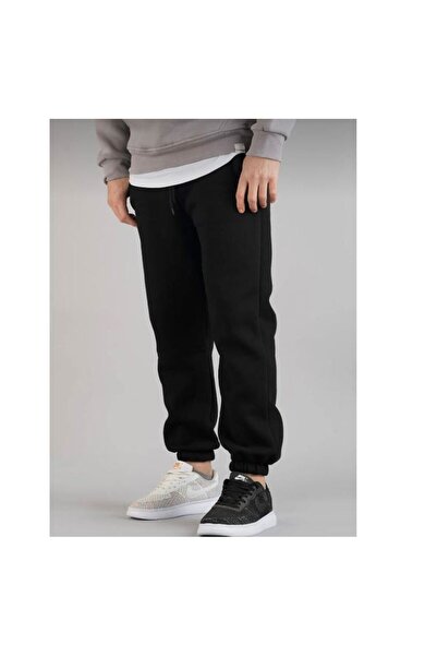 NO 601 Pantaloni de sport negru cu talie înaltă, fleece groase, 3 fire