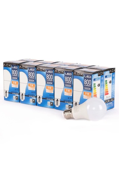 Butik Ack Led Ampul 800 LUMEN 3000 K 9W E27 ( 10 ADET )