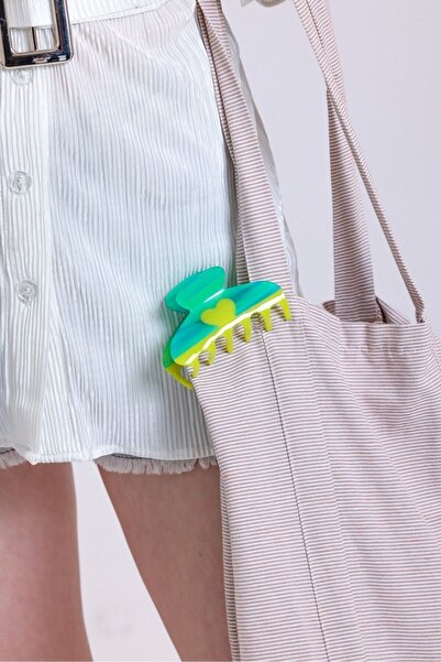 Roberta Lorenz Pearlescent Heart Green Yellow Latch Buckle 10 Cm| High Quality Acetate Material