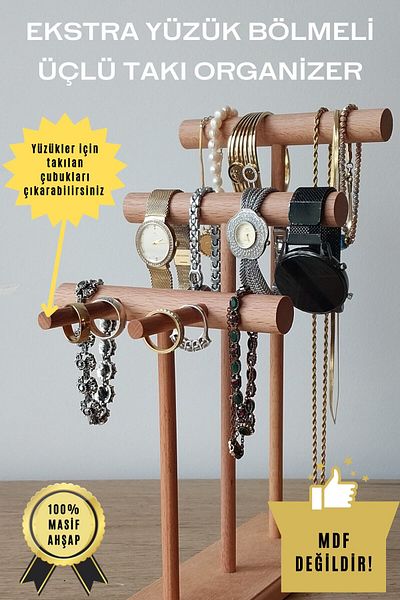 K&G foot rest Jewelry Organizer Wooden Jewelry Hanger Jewelry Stand Ring Necklace Hanger Jewelry