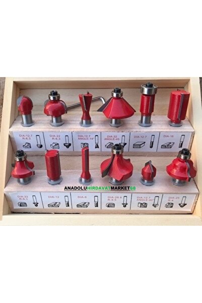 Dia DİA 12 PARÇA AHŞAP OYMA FREZE SETİ AĞAÇ VE MDF FREZE SETİ 8MM