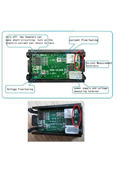 Arduino Gözelerelektronik-0.28" 100V 10A Çift Led Ekranlı Voltmetre Ve Ampermetre Modülü
