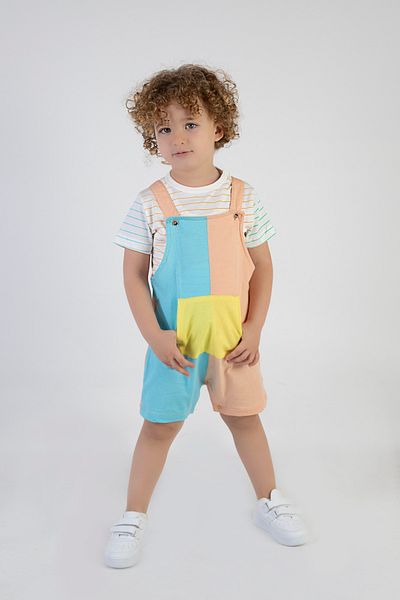 Harika KIDS Boy's Cotton Fabric Short Sleeve T-shirt Included Salopet Jumpsuit