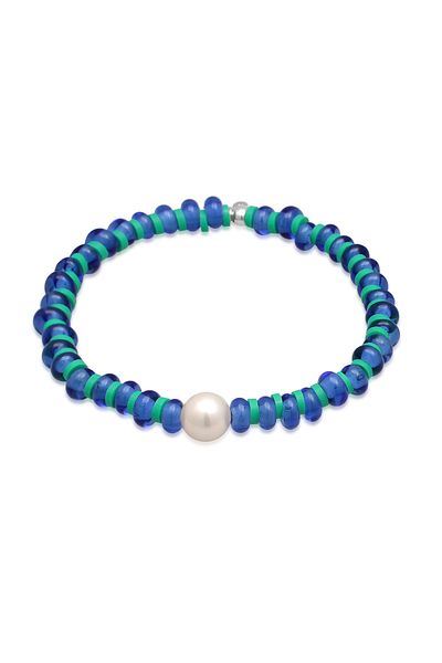 ELLI Armband Glasperlen Heishi Disc Muschelkernperle 925 Silber