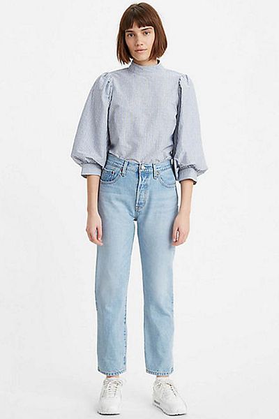 Levi's Blugi de damă din bumbac cu talie înaltă albastră 36200 501