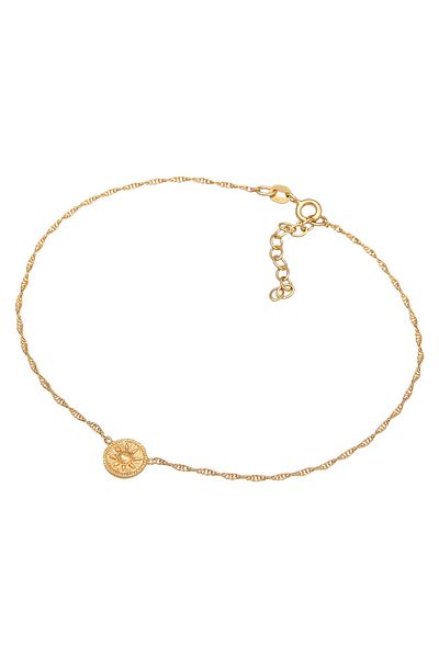ELLI Fußschmuck Sonne Coin Kordelkette 925 Silber