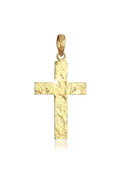 KUZZOI Anhänger Herren Kreuz Matt gehämmert 925 Silber