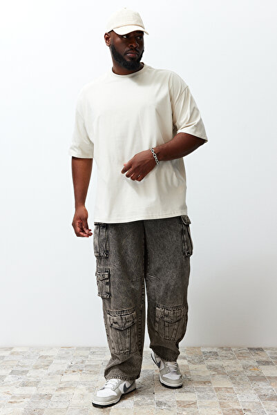 Trendyol Collection Άνετο βαμβακερό μπλουζάκι με φλοράλ εμπριμέ Plus Size - TMNSS23TS00136