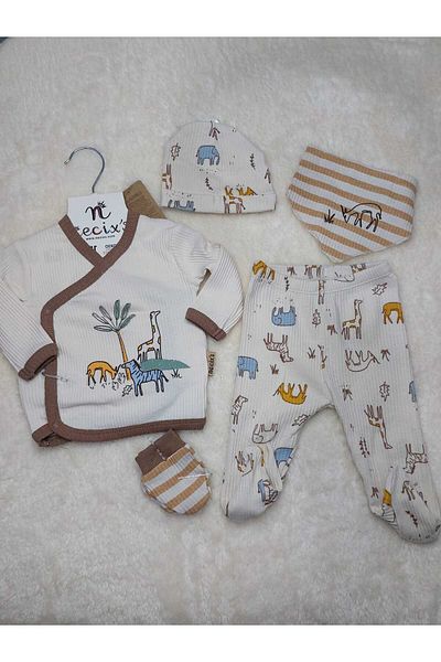 Necix's NECİX'S GIRAFFE PATTERNED 5-PACK HOSPITAL RELEASE 100% COTTON
